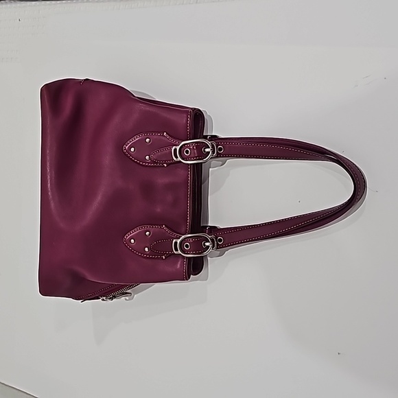 Cole Haan leather purple pink Satchel/shoulder handbag bag multiple compartments - Picture 2 of 16